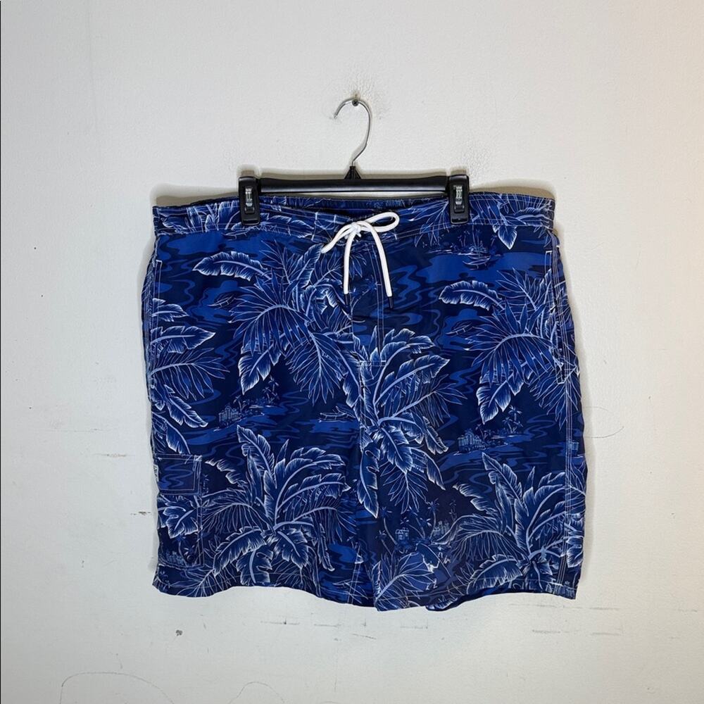 Polo Ralph Lauren Navy and White Tropical Print Swim Shorts Size 3XB
